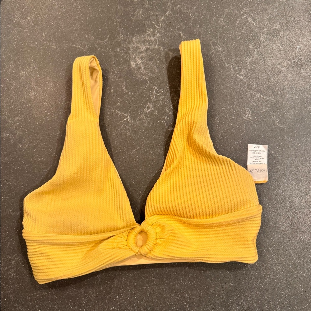 Yellow Ribbed Bikini Top L* Space